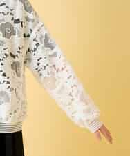 R6JGE05360 HIROKO BIS(小さいサイズ)(メゾン ドゥ サンク) 【小さいサイズ】フラワーレースデザインブルゾン ホワイト