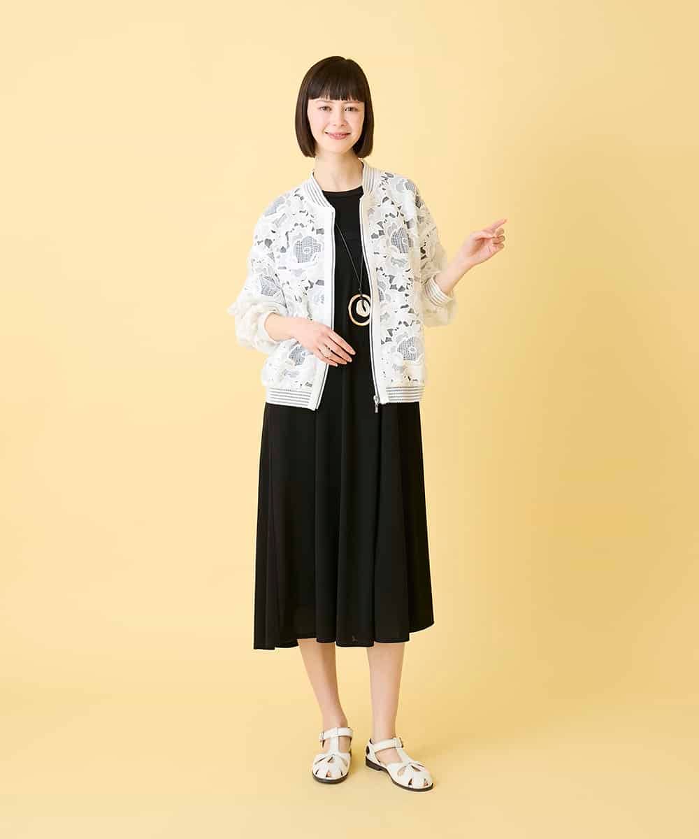 R6JGE05360 HIROKO BIS(小さいサイズ)(メゾン ドゥ サンク) 【小さいサイズ】フラワーレースデザインブルゾン ホワイト