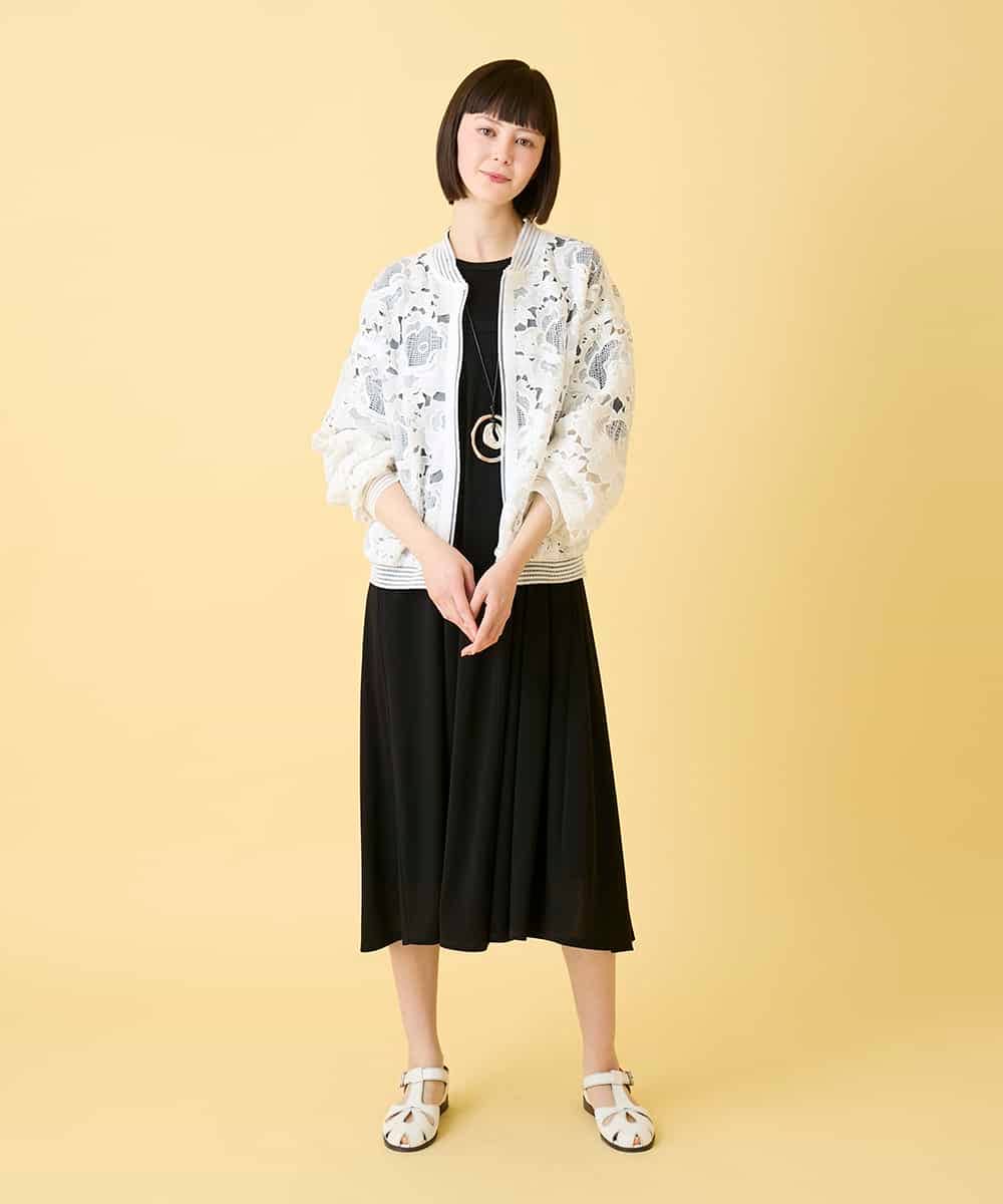 R6JGE05360 HIROKO BIS(小さいサイズ)(メゾン ドゥ サンク) 【小さいサイズ】フラワーレースデザインブルゾン ホワイト