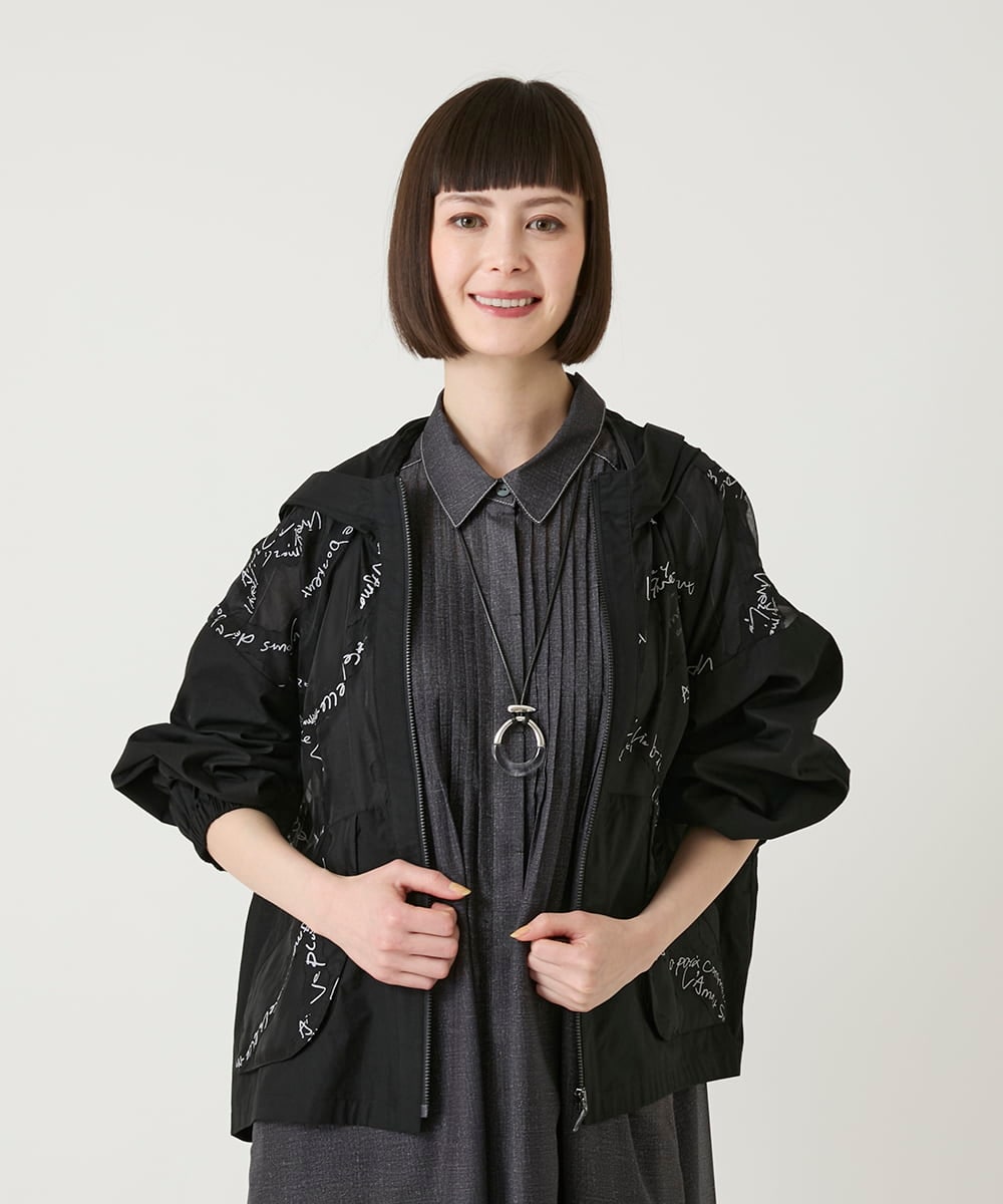 R6JGE30360 HIROKO BIS(小さいサイズ)(メゾン ドゥ サンク) 【小さいサイズ】オパールロゴジョイントデザインブルゾン ホワイト