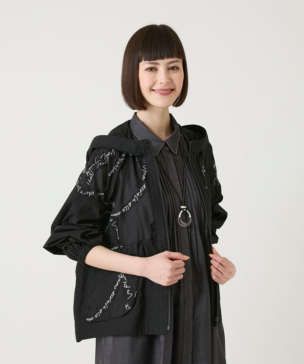 R6JGE30360 HIROKO BIS(小さいサイズ)(メゾン ドゥ サンク) 【小さいサイズ】オパールロゴジョイントデザインブルゾン ブラック