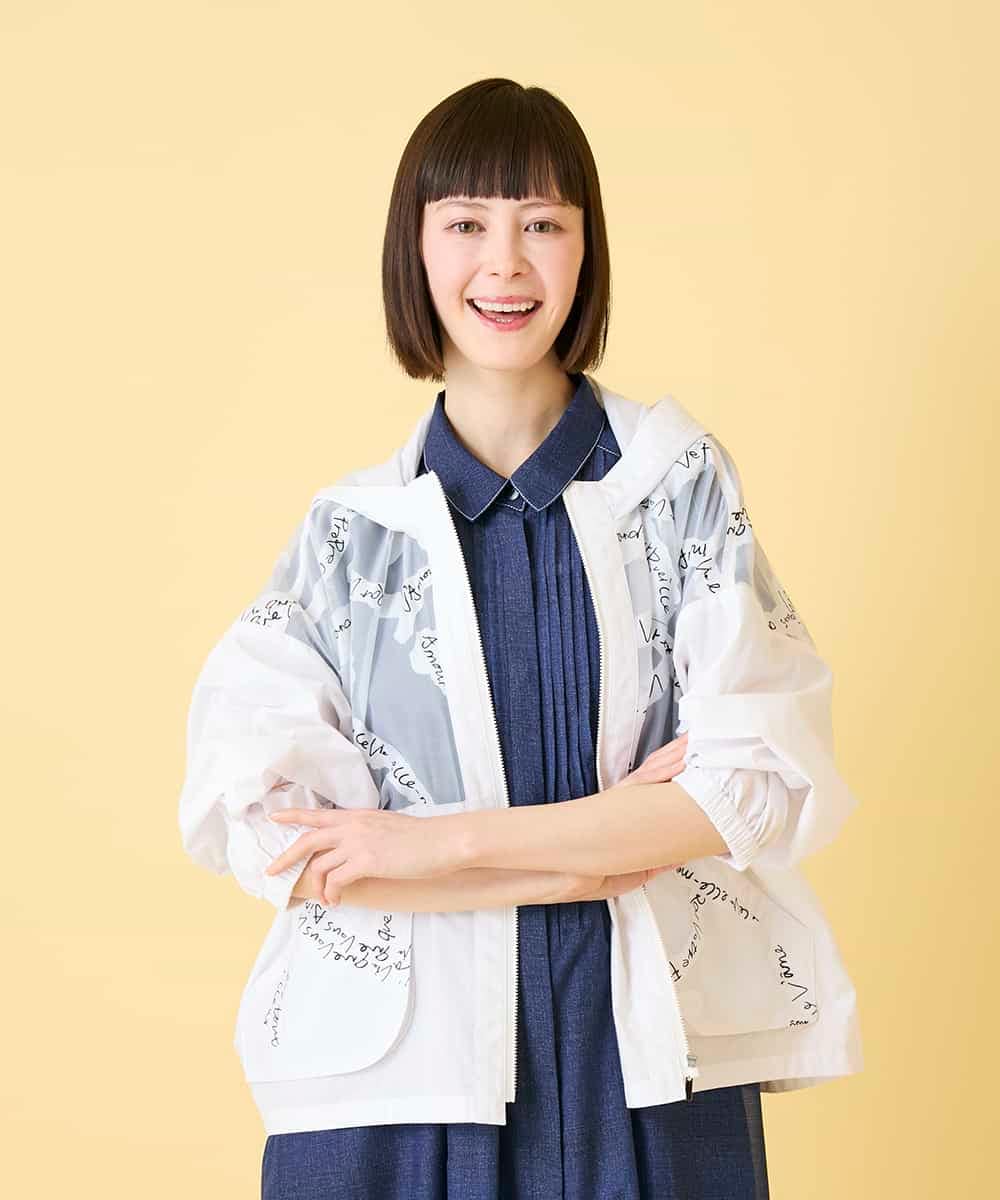 R6JGE30360 HIROKO BIS(小さいサイズ)(メゾン ドゥ サンク) 【小さいサイズ】オパールロゴジョイントデザインブルゾン ホワイト