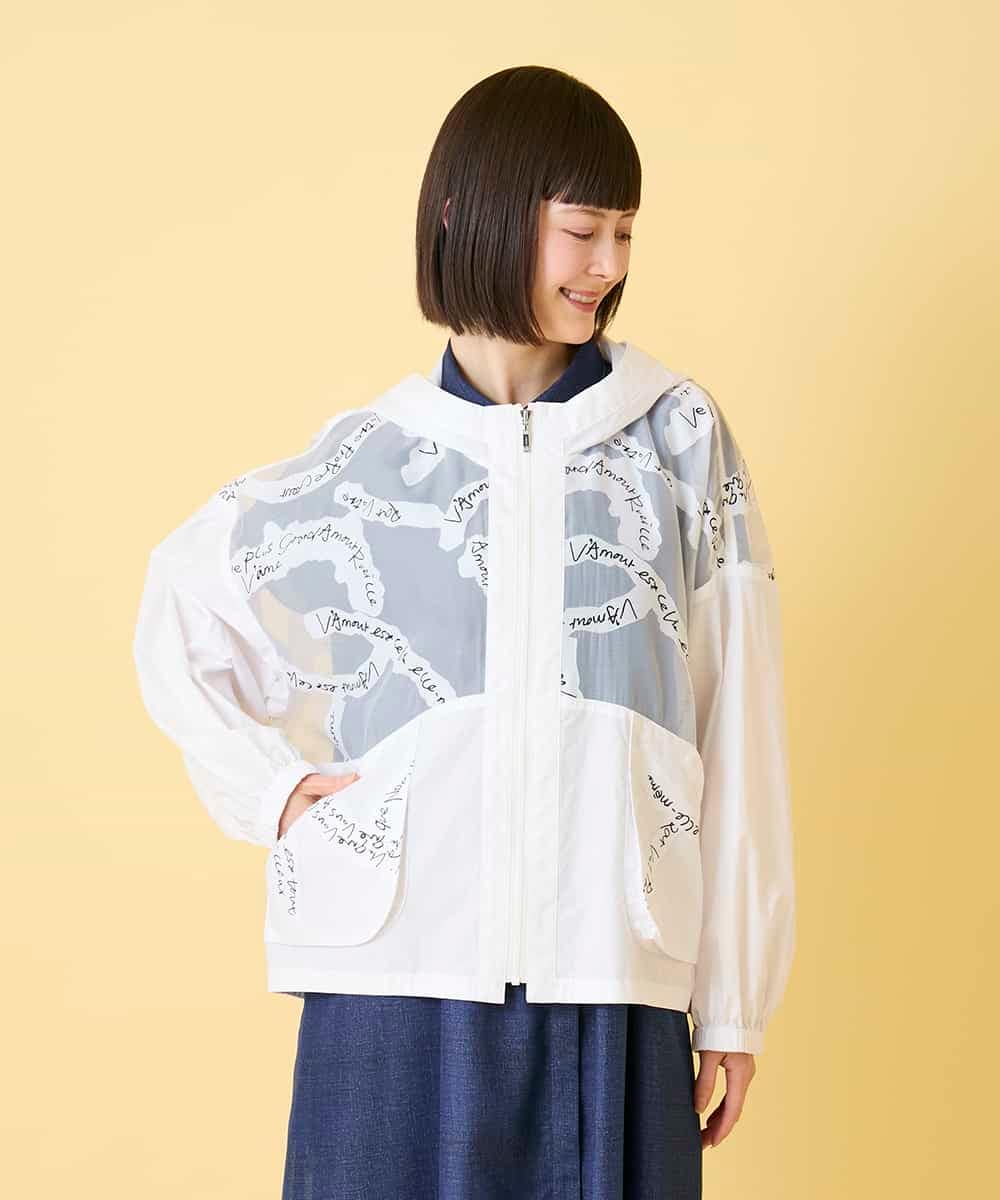 R6JGE30360 HIROKO BIS(小さいサイズ)(メゾン ドゥ サンク) 【小さいサイズ】オパールロゴジョイントデザインブルゾン ホワイト