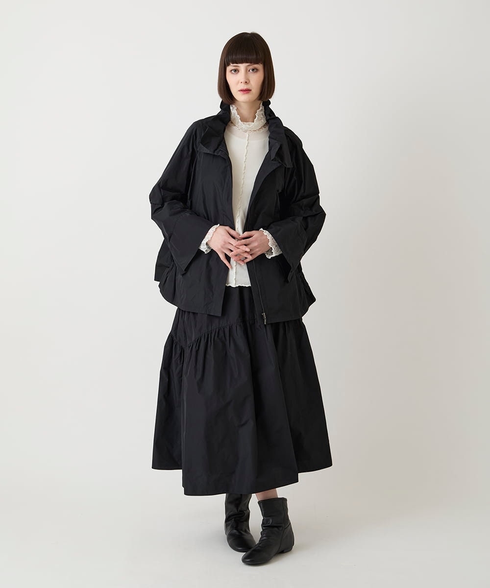 R6JLE01390 HIROKO BIS(小さいサイズ)(メゾン ドゥ サンク) 【小さいサイズ】ライトタフタシャーリングデザインブルゾン ブラック