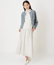 R6JLS01330 HIROKO BIS(小さいサイズ)(メゾン ドゥ サンク) 【小さいサイズ/洗える】先染めチェックライトジャケット ネイビー