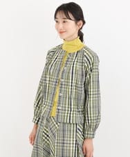 R6JLS01330 HIROKO BIS(小さいサイズ)(メゾン ドゥ サンク) 【小さいサイズ/洗える】先染めチェックライトジャケット ネイビー