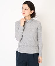 R6KAB71140 HIROKO BIS(小さいサイズ)(メゾン ドゥ サンク) 【小さいサイズ】スリットハイネックカットソー ライトグレー
