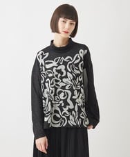 R6KAC40270 HIROKO BIS(小さいサイズ)(メゾン ドゥ サンク) 【小さいサイズ】フラワージャカードモックネックプルオーバー ブラック系