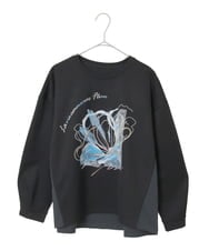 R6KAF07270 HIROKO BIS(小さいサイズ)(メゾン ドゥ サンク) 【小さいサイズ】グラフィカルモチーフデザインスウェット /洗える ブラック