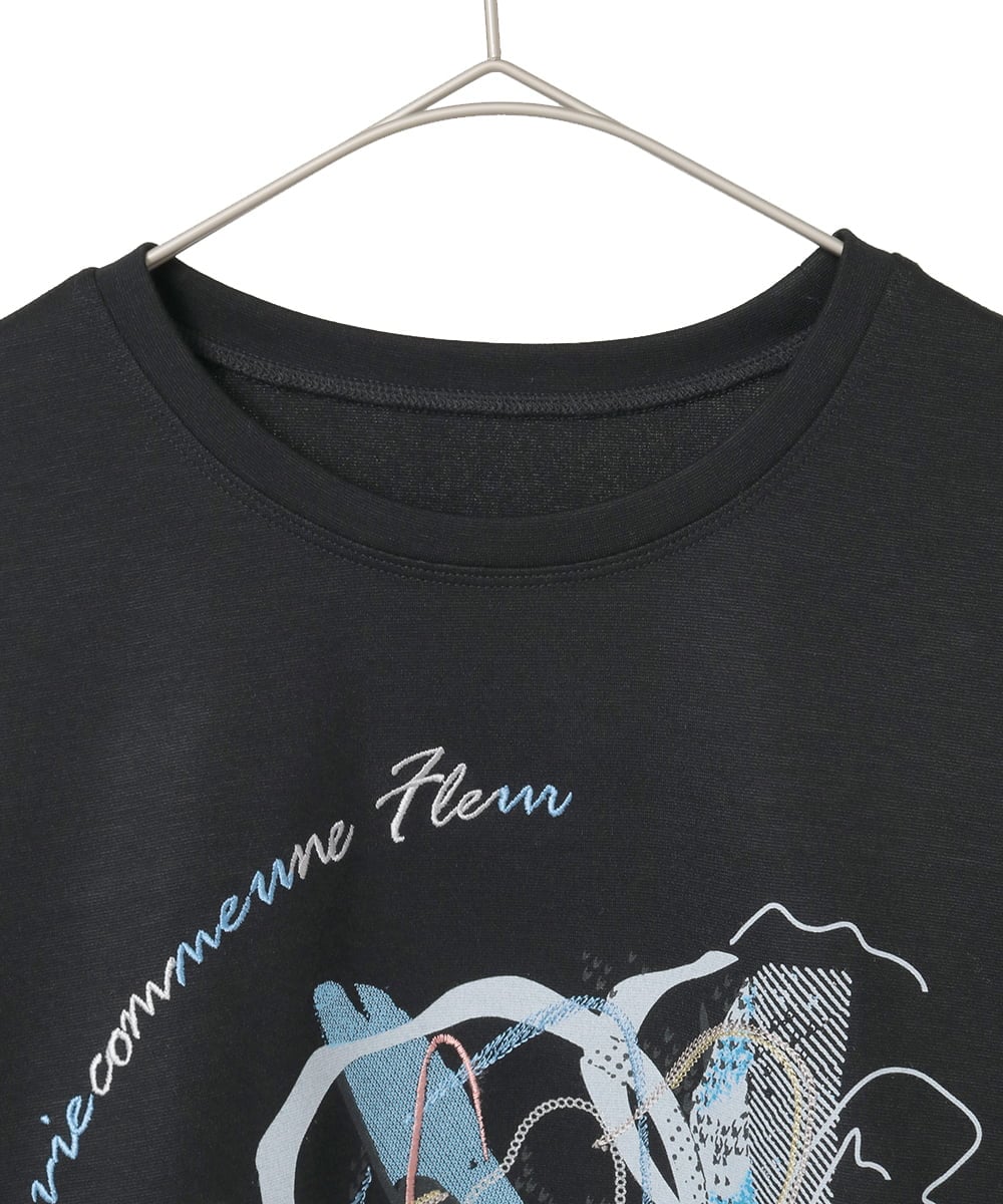 R6KAF07270 HIROKO BIS(小さいサイズ)(メゾン ドゥ サンク) 【小さいサイズ】グラフィカルモチーフデザインスウェット /洗える ブラック