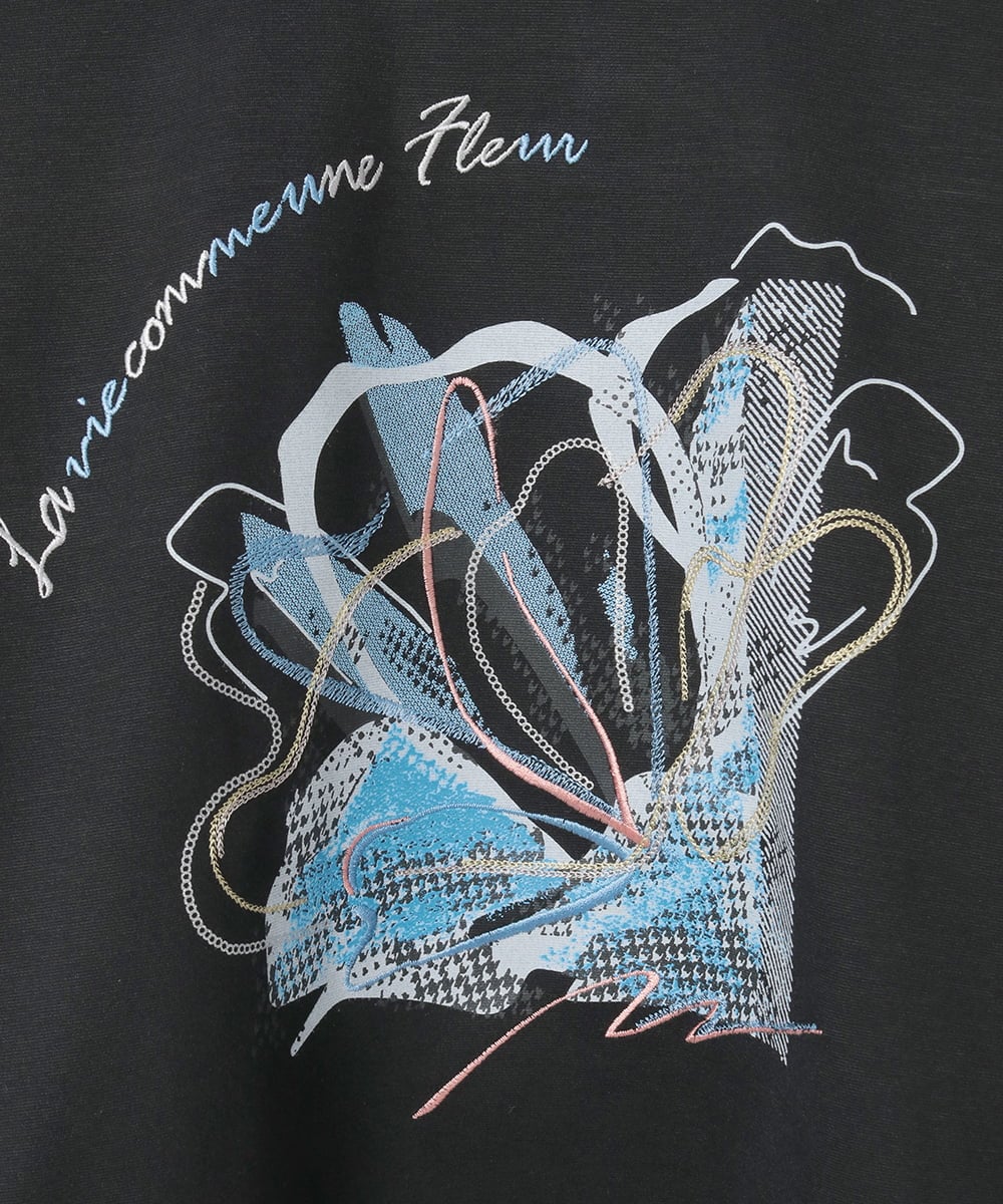 R6KAF07270 HIROKO BIS(小さいサイズ)(メゾン ドゥ サンク) 【小さいサイズ】グラフィカルモチーフデザインスウェット /洗える ブラック