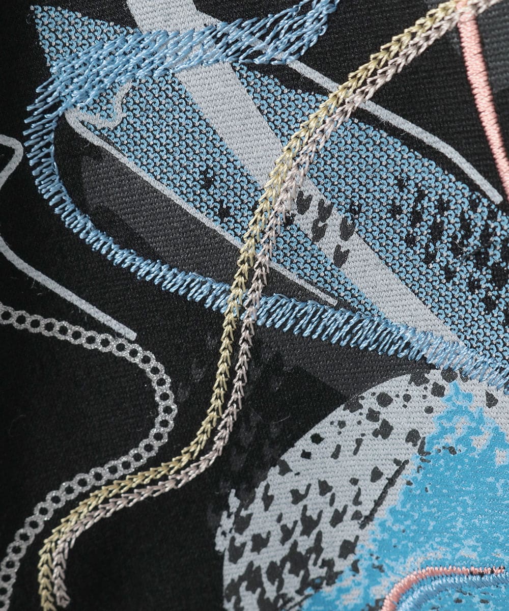 R6KAF07270 HIROKO BIS(小さいサイズ)(メゾン ドゥ サンク) 【小さいサイズ】グラフィカルモチーフデザインスウェット /洗える ブラック