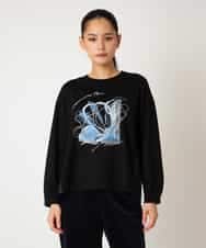 R6KAF07270 HIROKO BIS(小さいサイズ)(メゾン ドゥ サンク) 【小さいサイズ】グラフィカルモチーフデザインスウェット /洗える ブラック