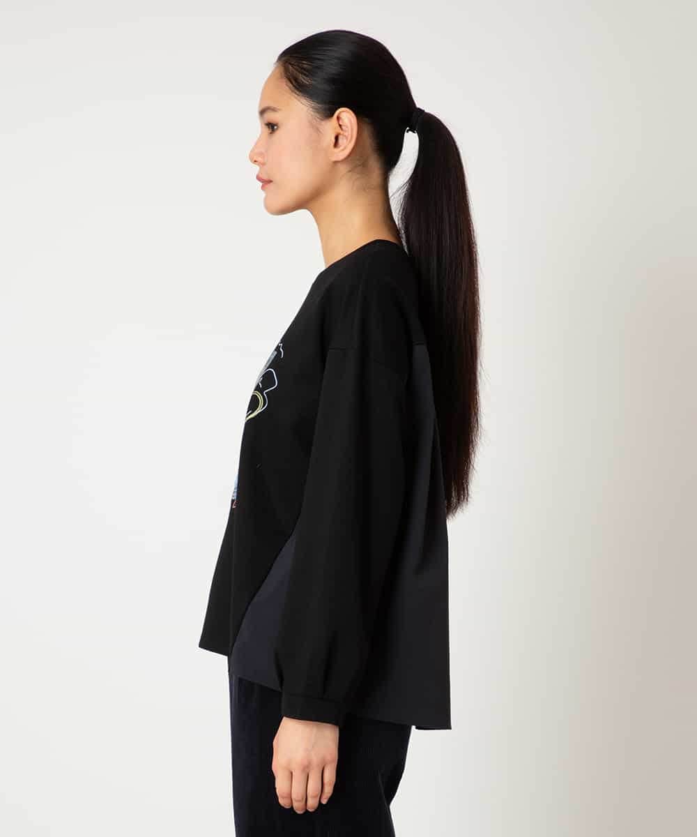 R6KAF07270 HIROKO BIS(小さいサイズ)(メゾン ドゥ サンク) 【小さいサイズ】グラフィカルモチーフデザインスウェット /洗える ブラック