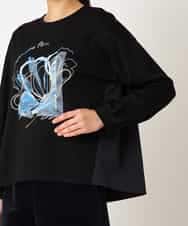 R6KAF07270 HIROKO BIS(小さいサイズ)(メゾン ドゥ サンク) 【小さいサイズ】グラフィカルモチーフデザインスウェット /洗える ブラック