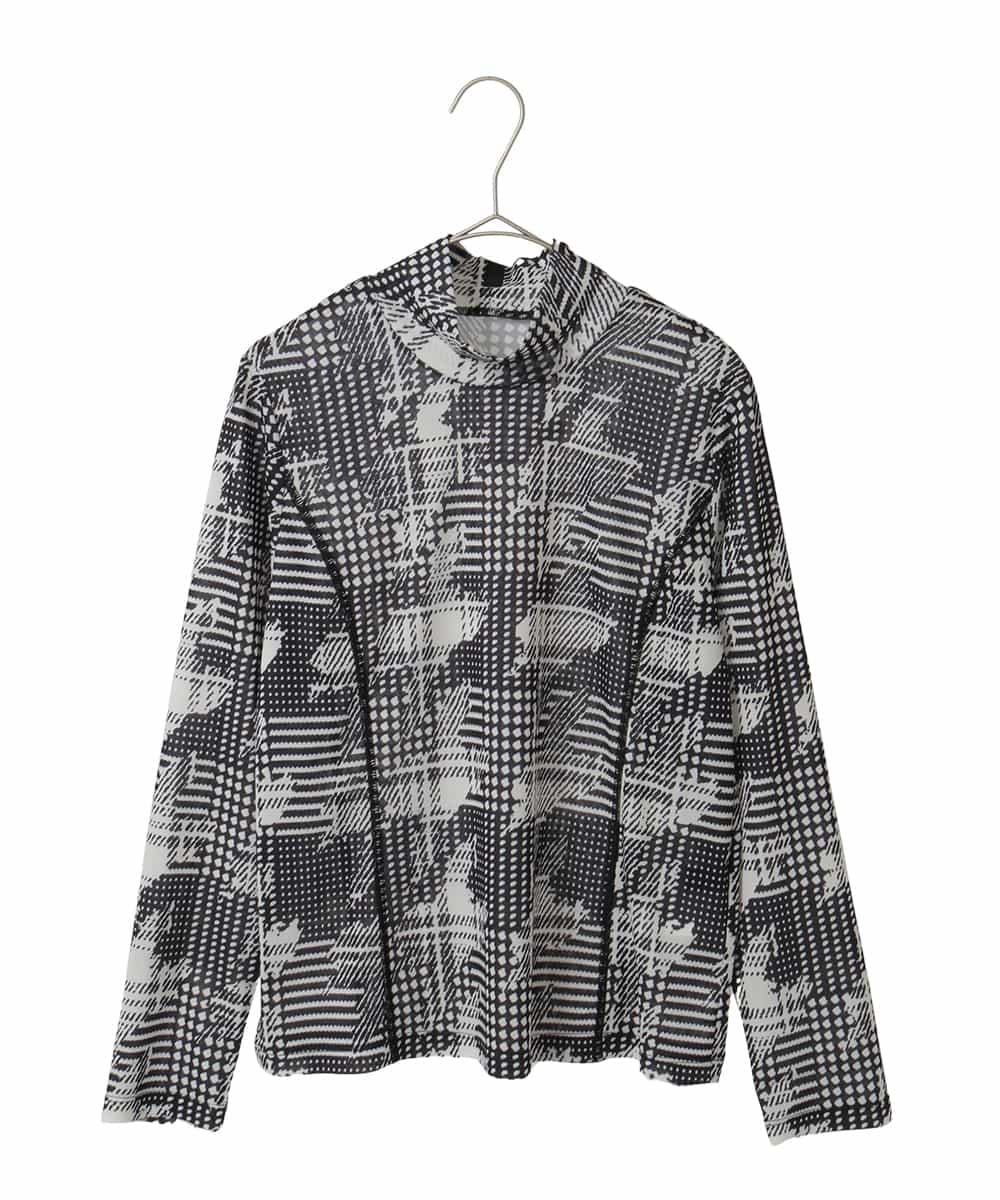 R6KAG16190 HIROKO BIS(小さいサイズ)(メゾン ドゥ サンク) 【小さいサイズ】千鳥ドットハイネックプルオーバー ブラック