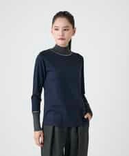 R6KAG25190 HIROKO BIS(小さいサイズ)(メゾン ドゥ サンク) 【小さいサイズ】配色切替ハイネックインナープルオーバー グリーン