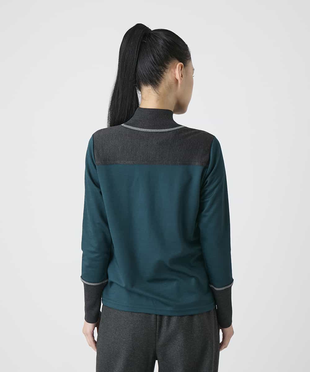 R6KAG25190 HIROKO BIS(小さいサイズ)(メゾン ドゥ サンク) 【小さいサイズ】配色切替ハイネックインナープルオーバー グリーン