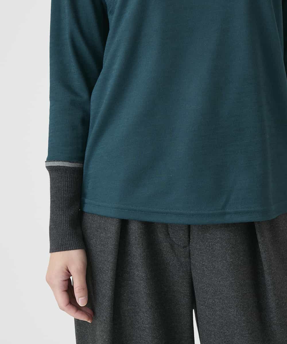 R6KAG25190 HIROKO BIS(小さいサイズ)(メゾン ドゥ サンク) 【小さいサイズ】配色切替ハイネックインナープルオーバー グリーン