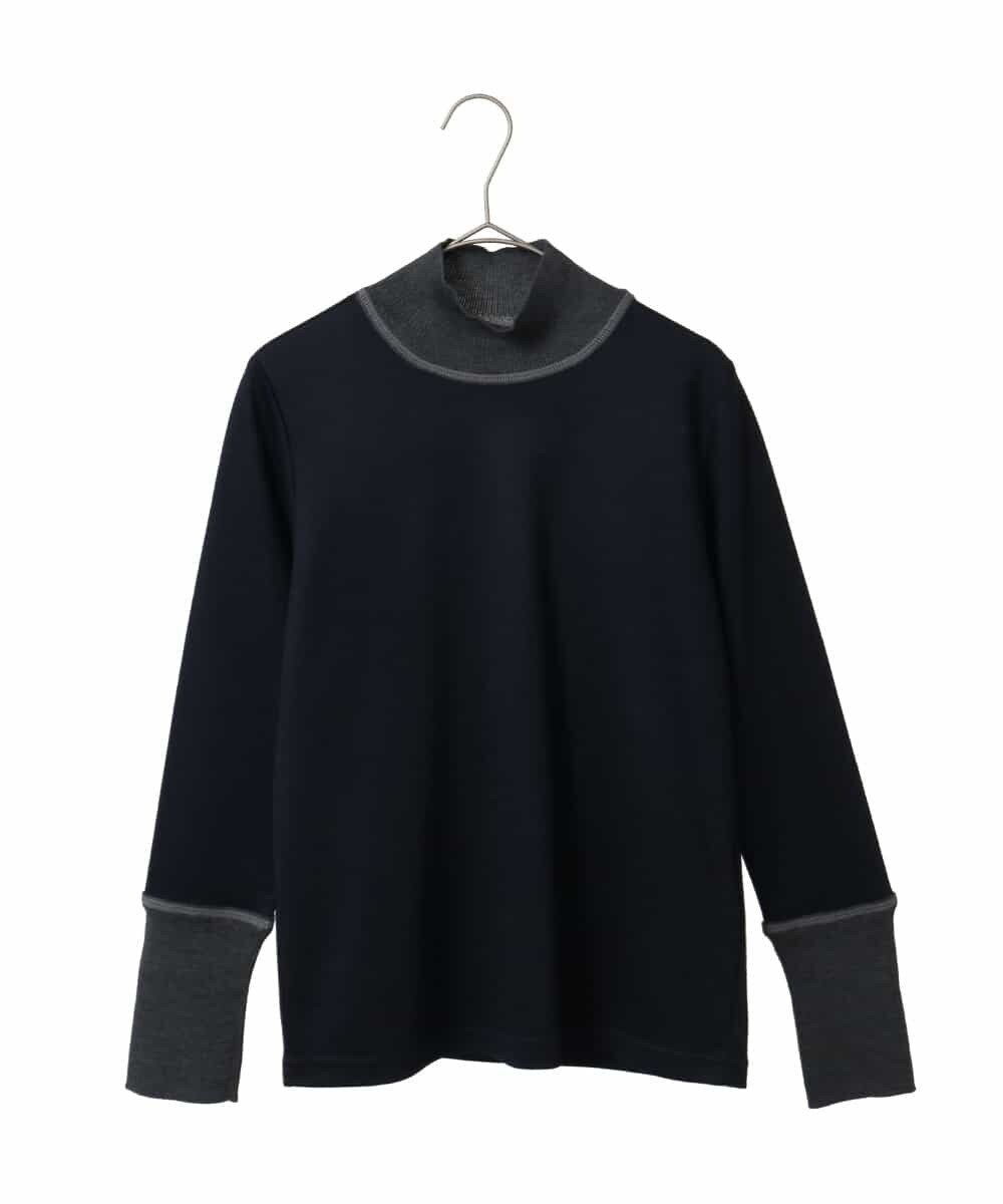 R6KAG25190 HIROKO BIS(小さいサイズ)(メゾン ドゥ サンク) 【小さいサイズ】配色切替ハイネックインナープルオーバー ネイビー
