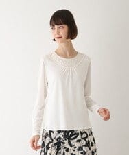 R6KAV05260 HIROKO BIS(小さいサイズ)(メゾン ドゥ サンク) 【小さいサイズ/洗える】ネックコンシャスデザインカットソー ホワイト