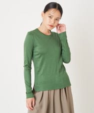 R6KAV70120 HIROKO BIS(小さいサイズ)(メゾン ドゥ サンク) 【小さいサイズ/洗える】ベーシック丸首カットソー グリーン