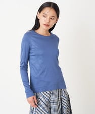 R6KAV70120 HIROKO BIS(小さいサイズ)(メゾン ドゥ サンク) 【小さいサイズ/洗える】ベーシック丸首カットソー ブルー