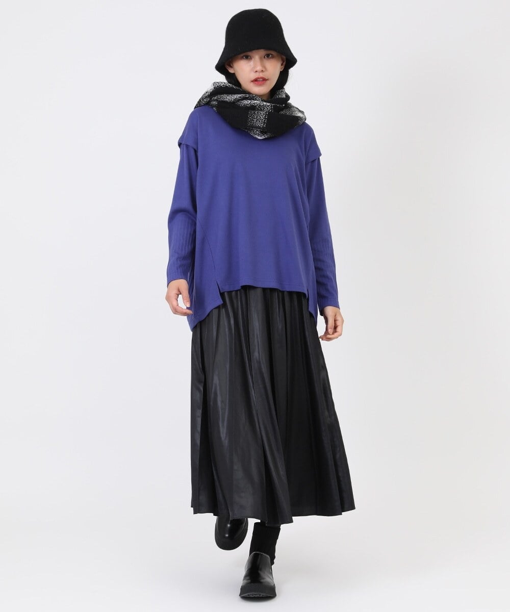 R6KAW65180 HIROKO BIS(小さいサイズ)(メゾン ドゥ サンク) 【小さいサイズ/ 洗える】プリーツジャージーデザインプルオーバー ブルー