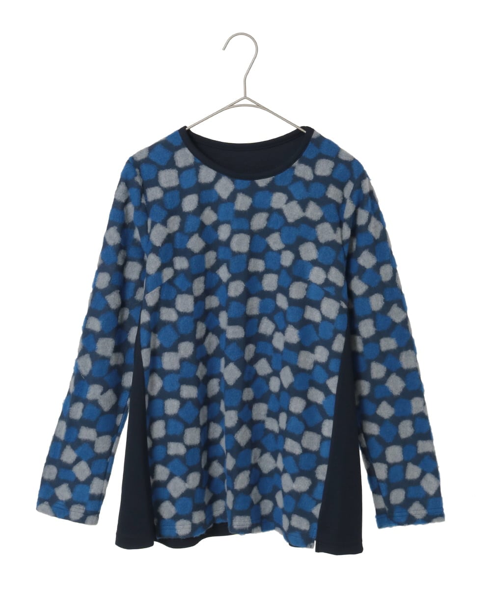 R6KCD10260 HIROKO BIS(小さいサイズ)(メゾン ドゥ サンク) 【小さいサイズ】起毛ブロック切り替えデザインプルオーバー /洗える ネイビー