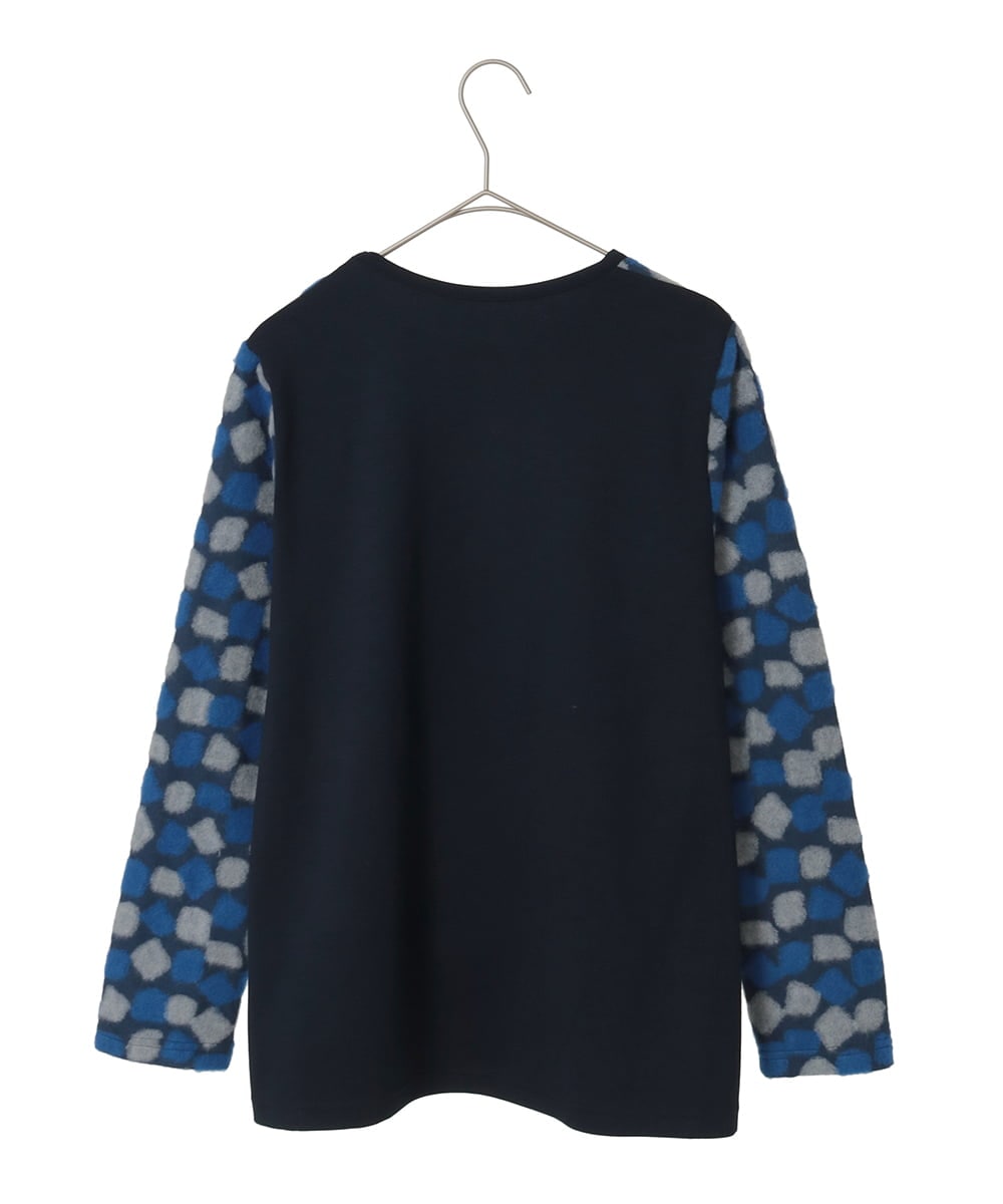 R6KCD10260 HIROKO BIS(小さいサイズ)(メゾン ドゥ サンク) 【小さいサイズ】起毛ブロック切り替えデザインプルオーバー /洗える ネイビー