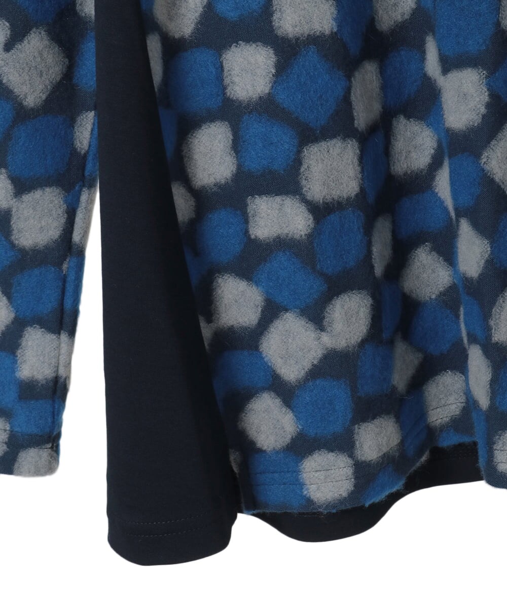 R6KCD10260 HIROKO BIS(小さいサイズ)(メゾン ドゥ サンク) 【小さいサイズ】起毛ブロック切り替えデザインプルオーバー /洗える ネイビー