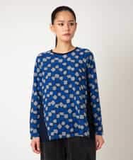 R6KCD10260 HIROKO BIS(小さいサイズ)(メゾン ドゥ サンク) 【小さいサイズ】起毛ブロック切り替えデザインプルオーバー /洗える ネイビー