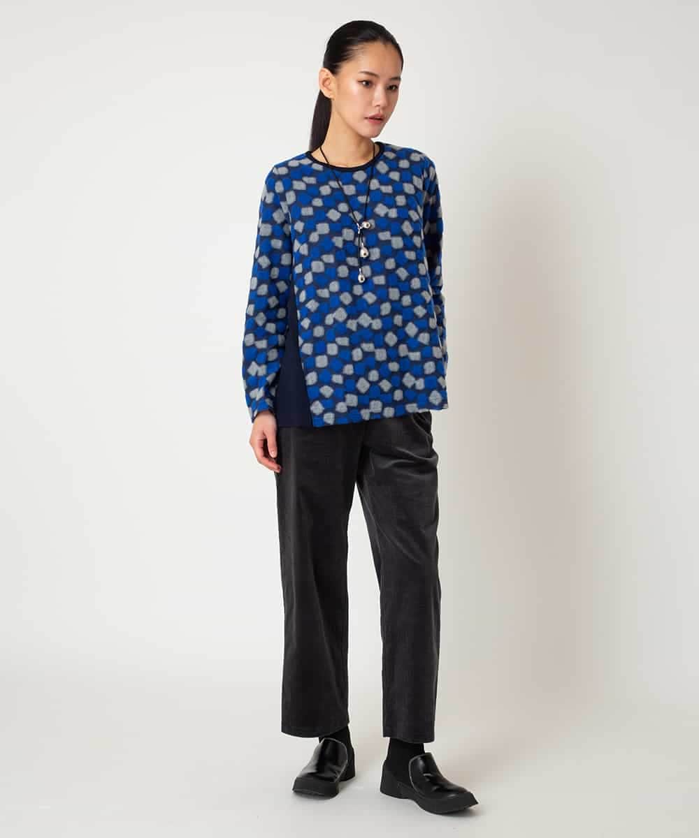 R6KCD10260 HIROKO BIS(小さいサイズ)(メゾン ドゥ サンク) 【小さいサイズ】起毛ブロック切り替えデザインプルオーバー /洗える ネイビー