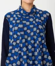 R6KCD11290 HIROKO BIS(小さいサイズ)(メゾン ドゥ サンク) 【小さいサイズ】起毛ブロックサイド切り替えデザインチュニック /洗える ネイビー