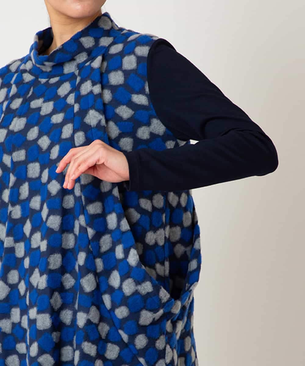 R6KCD11290 HIROKO BIS(小さいサイズ)(メゾン ドゥ サンク) 【小さいサイズ】起毛ブロックサイド切り替えデザインチュニック /洗える ネイビー