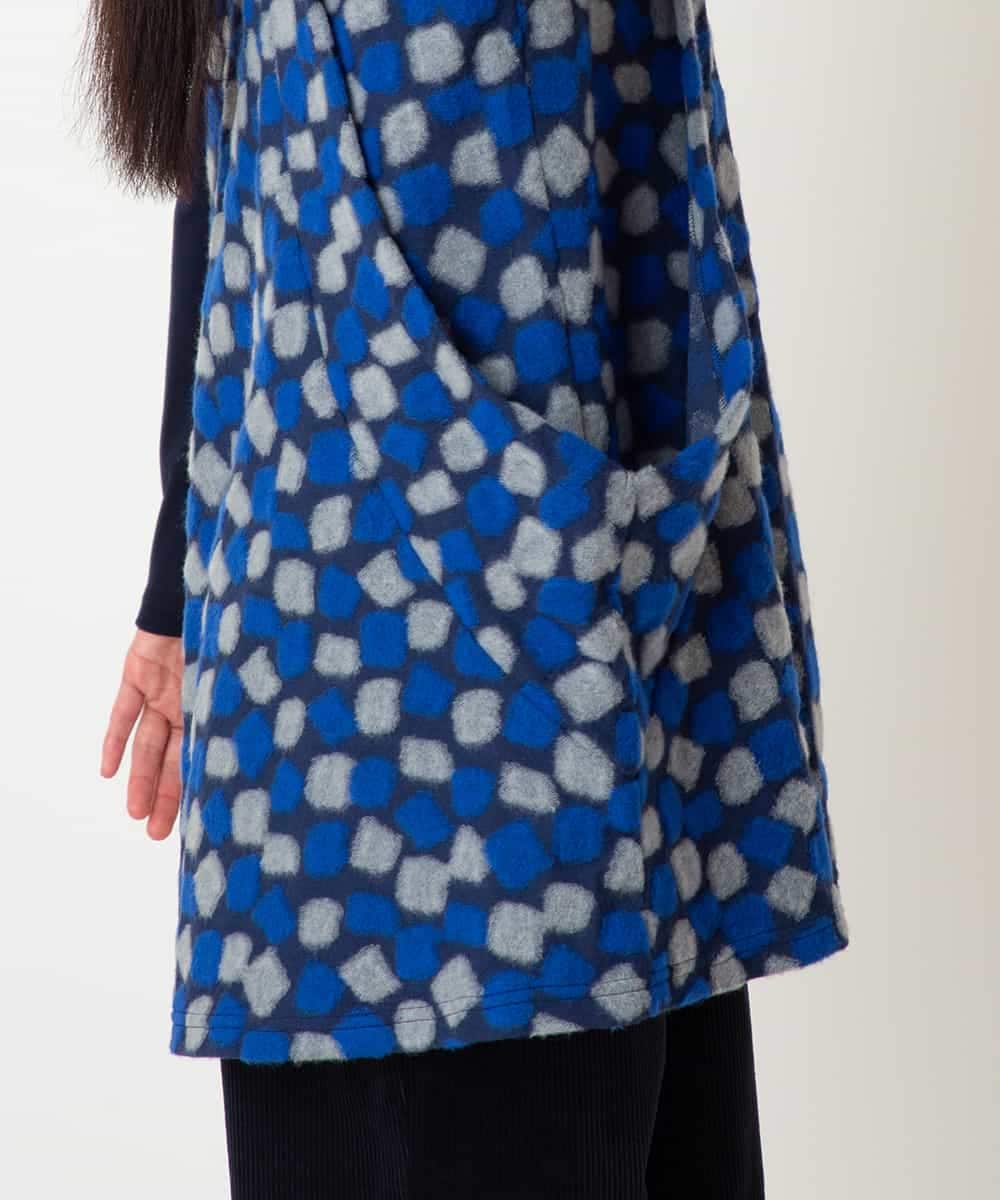 R6KCD11290 HIROKO BIS(小さいサイズ)(メゾン ドゥ サンク) 【小さいサイズ】起毛ブロックサイド切り替えデザインチュニック /洗える ネイビー