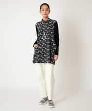 R6KCD11290 HIROKO BIS(小さいサイズ)(メゾン ドゥ サンク) 【小さいサイズ】起毛ブロックサイド切り替えデザインチュニック /洗える ネイビー