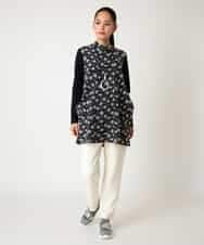 R6KCD11290 HIROKO BIS(小さいサイズ)(メゾン ドゥ サンク) 【小さいサイズ】起毛ブロックサイド切り替えデザインチュニック /洗える ネイビー