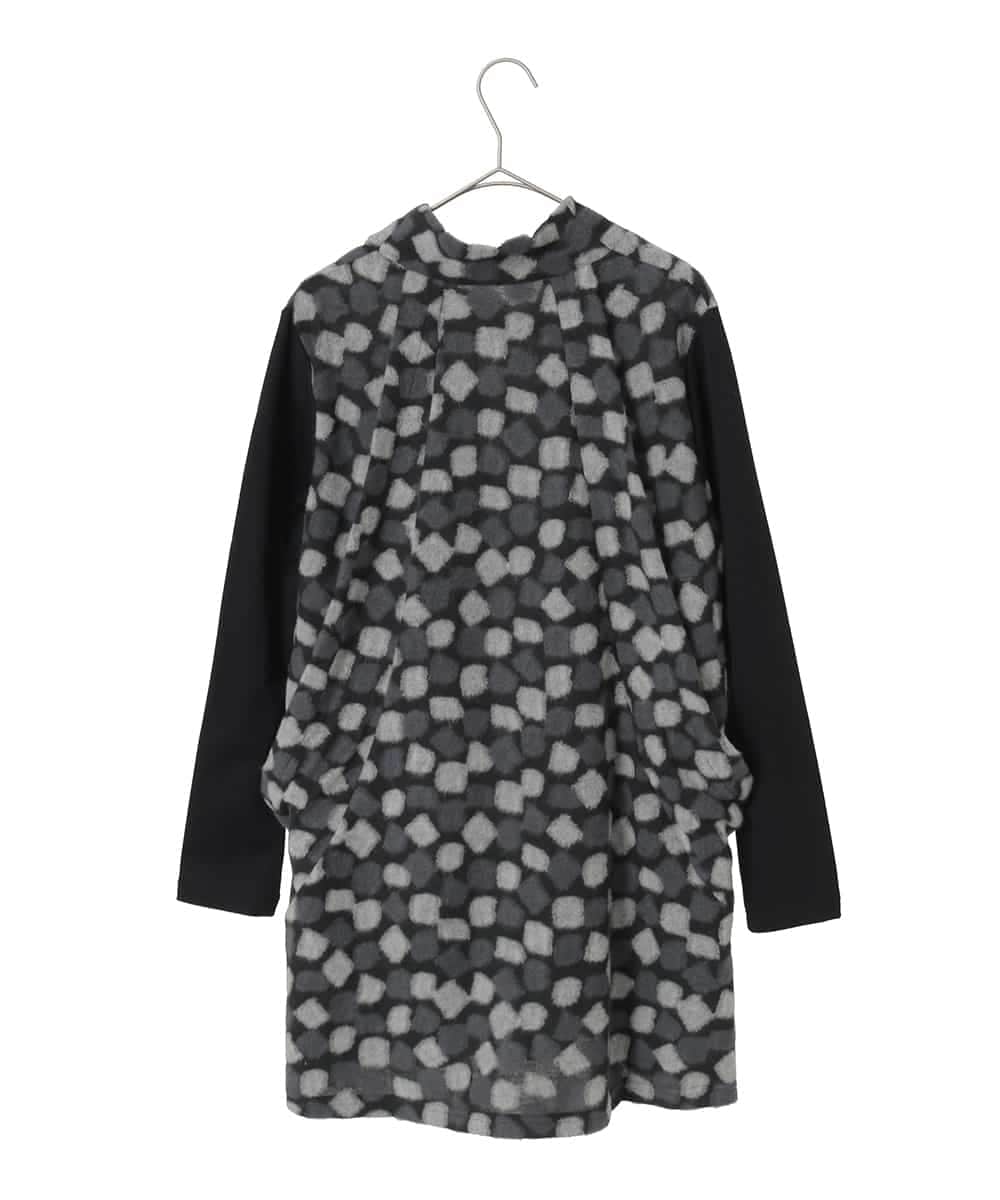 R6KCD11290 HIROKO BIS(小さいサイズ)(メゾン ドゥ サンク) 【小さいサイズ】起毛ブロックサイド切り替えデザインチュニック /洗える ブラック