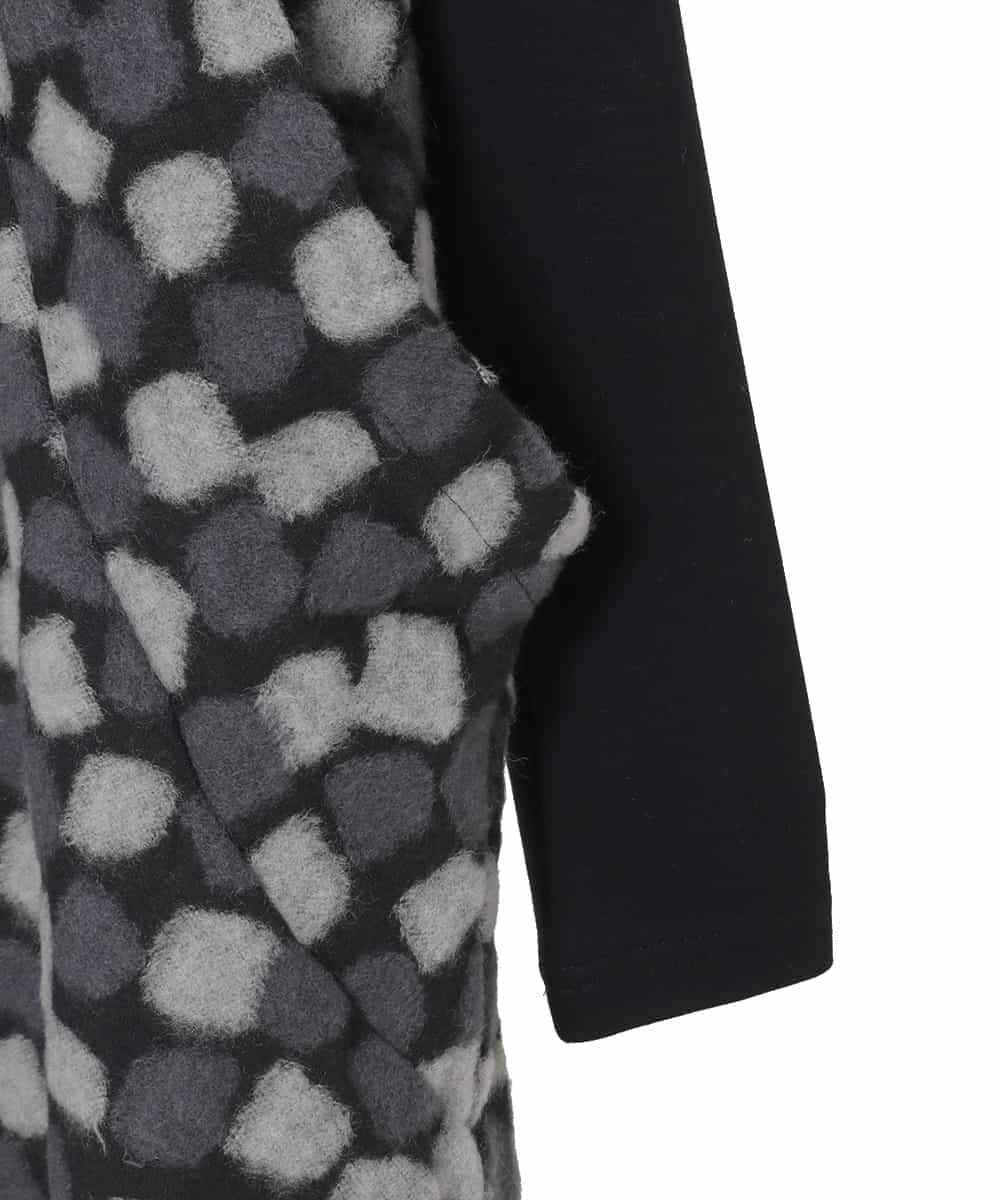 R6KCD11290 HIROKO BIS(小さいサイズ)(メゾン ドゥ サンク) 【小さいサイズ】起毛ブロックサイド切り替えデザインチュニック /洗える ブラック