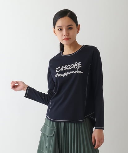 R6KDA15210 HIROKO BIS(小さいサイズ) 【小さいサイズ】テープロゴコットンカットソー