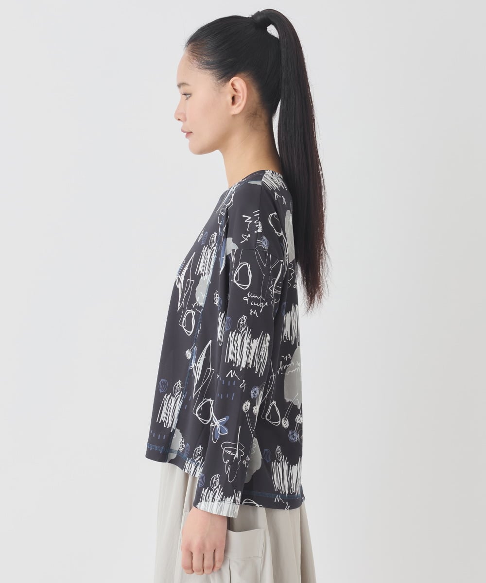 R6KDD60230 HIROKO BIS(小さいサイズ)(メゾン ドゥ サンク) 【小さいサイズ】アートプリントカットソー ネイビー