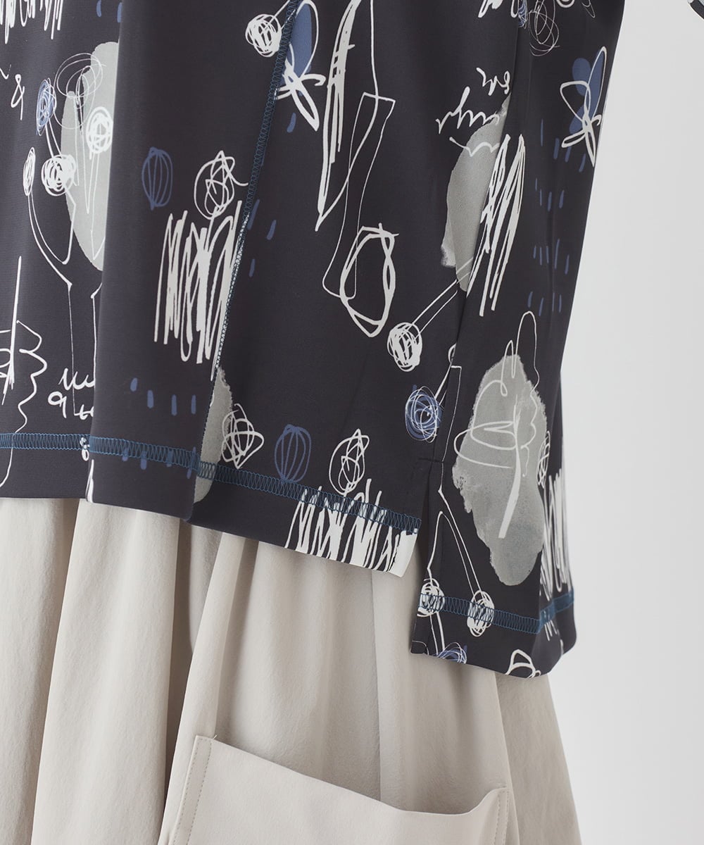 R6KDD60230 HIROKO BIS(小さいサイズ)(メゾン ドゥ サンク) 【小さいサイズ】アートプリントカットソー ネイビー