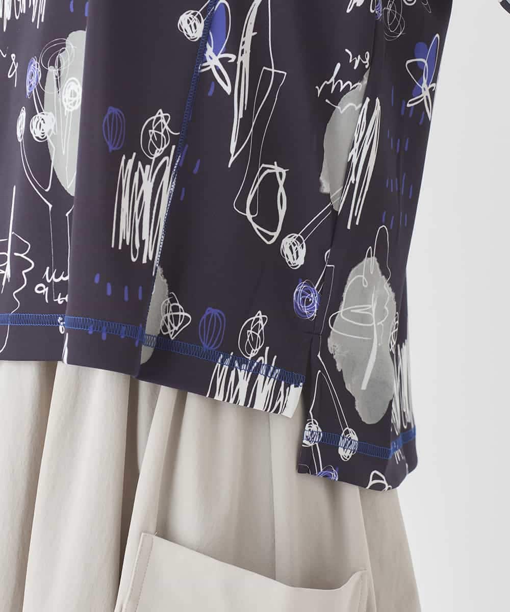 R6KDD60230 HIROKO BIS(小さいサイズ)(メゾン ドゥ サンク) 【小さいサイズ】アートプリントカットソー ネイビー