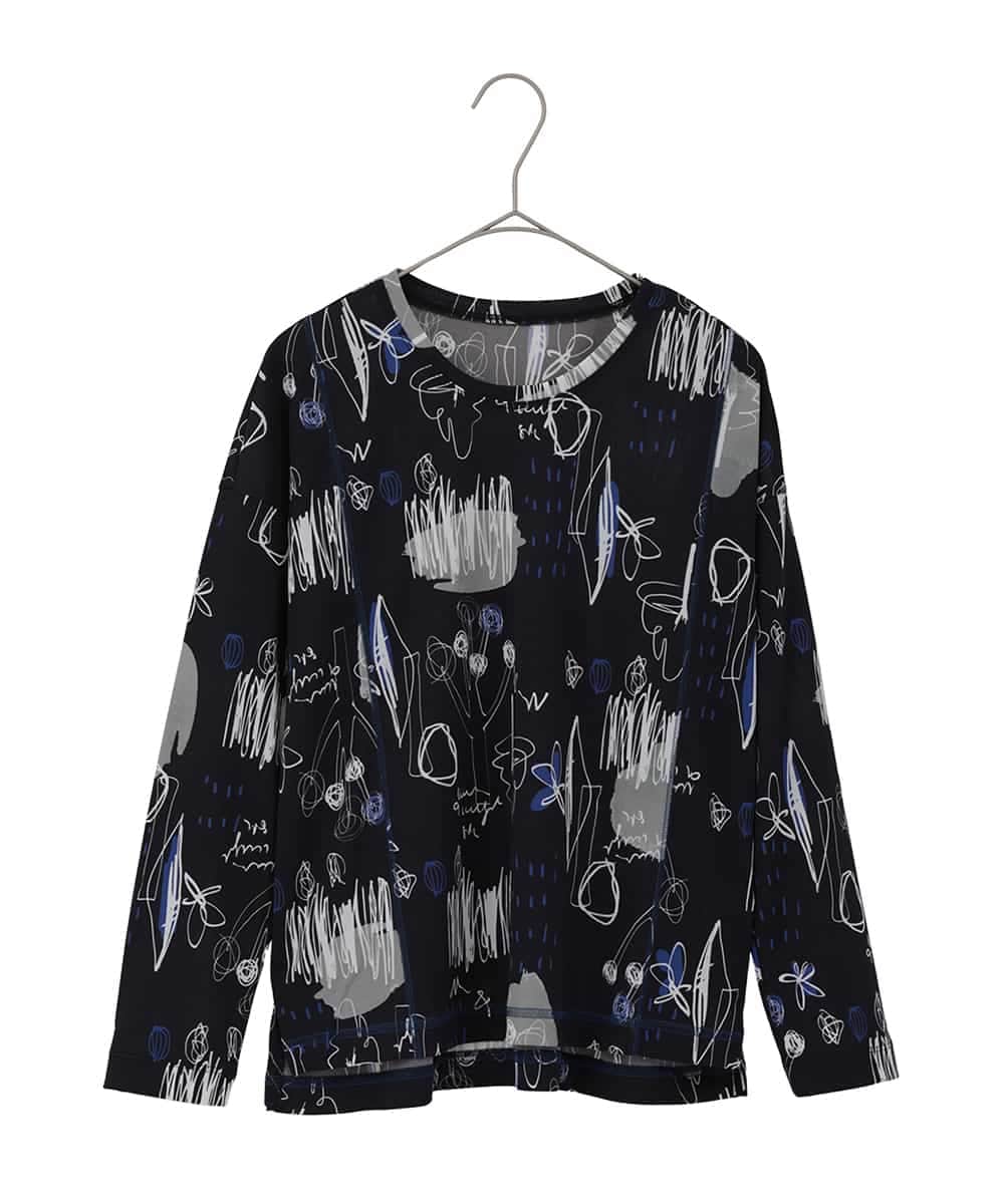 R6KDD60230 HIROKO BIS(小さいサイズ)(メゾン ドゥ サンク) 【小さいサイズ】アートプリントカットソー ネイビー