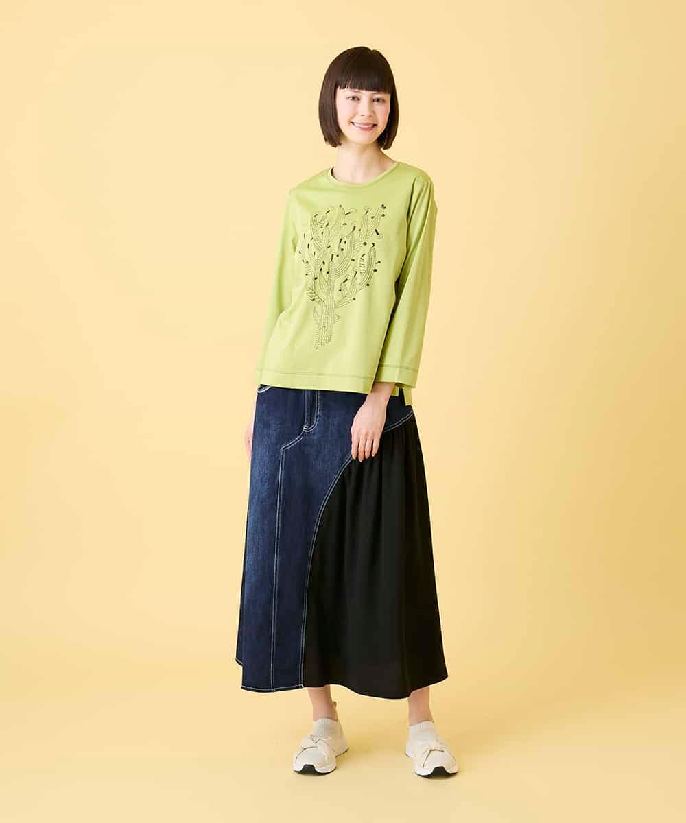 R6KED22190 HIROKO BIS(小さいサイズ)(メゾン ドゥ サンク) 【小さいサイズ】サボテン刺繍コットンTシャツ イエロー