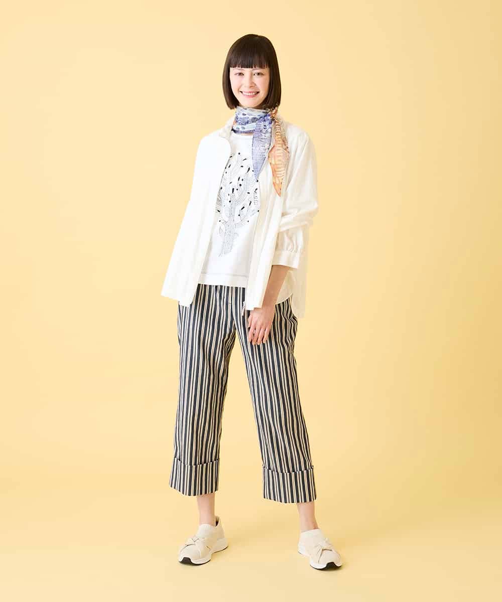 R6KED22190 HIROKO BIS(小さいサイズ)(メゾン ドゥ サンク) 【小さいサイズ】サボテン刺繍コットンTシャツ イエロー