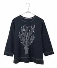 R6KED22190 HIROKO BIS(小さいサイズ)(メゾン ドゥ サンク) 【小さいサイズ】サボテン刺繍コットンTシャツ イエロー