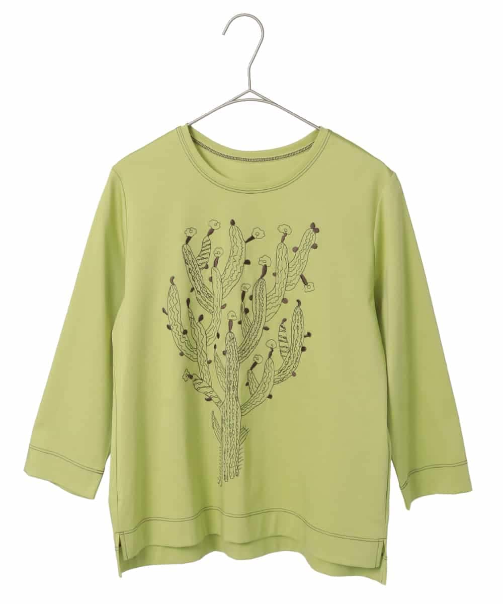 R6KED22190 HIROKO BIS(小さいサイズ)(メゾン ドゥ サンク) 【小さいサイズ】サボテン刺繍コットンTシャツ イエロー