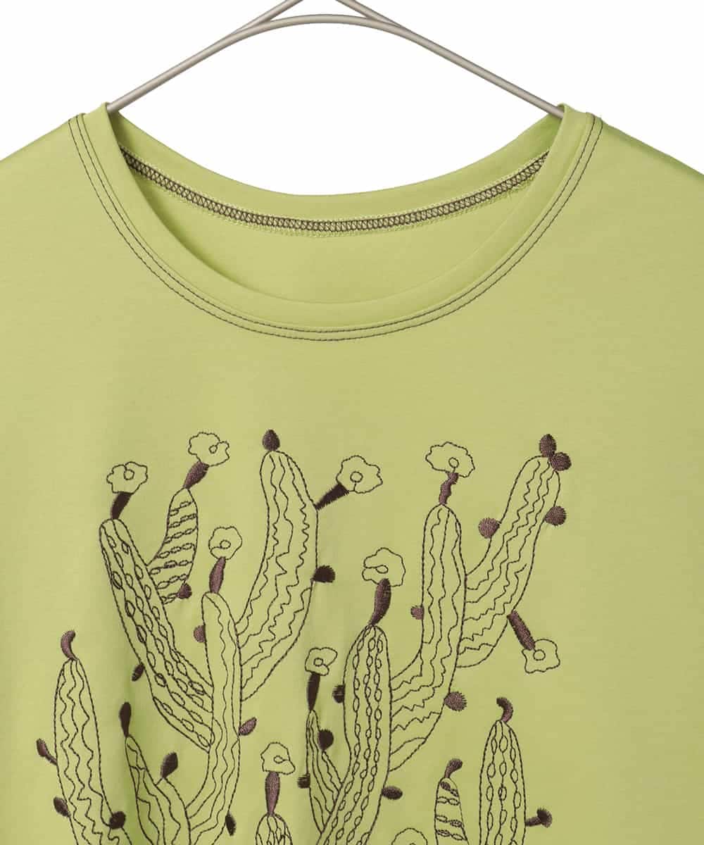 R6KED22190 HIROKO BIS(小さいサイズ)(メゾン ドゥ サンク) 【小さいサイズ】サボテン刺繍コットンTシャツ イエロー